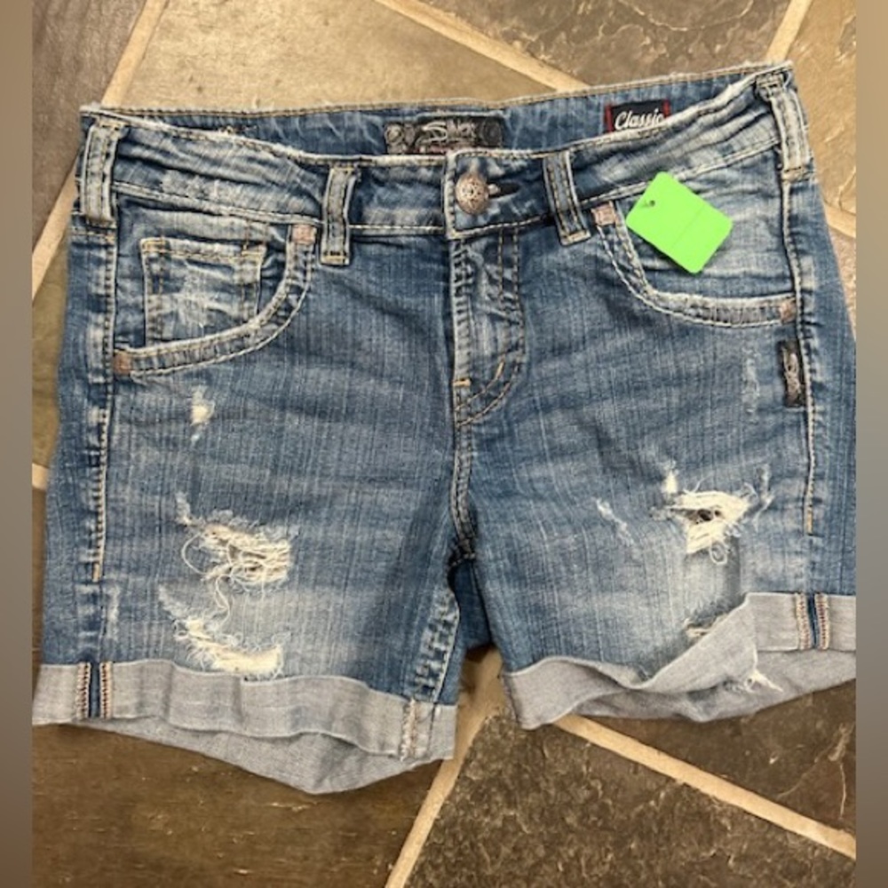 Silver Classic Stretch Boyfriend Shorts